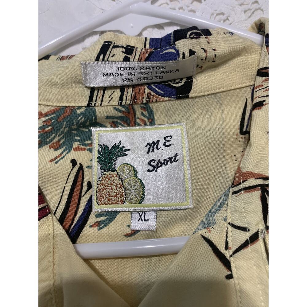 Hawaiian Shirt Tiki Aloha Hawaii Classic Cars Surfboards Palm Trees XL Vintage - Picture 3 of 7